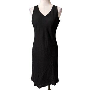 Tribeca Dress 8 Black Linen Blend A Line Sleeveless V Neck Classic